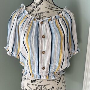 Salty Lemon Colorful Striped Top | On or Off Shoulder | Size S | Like New